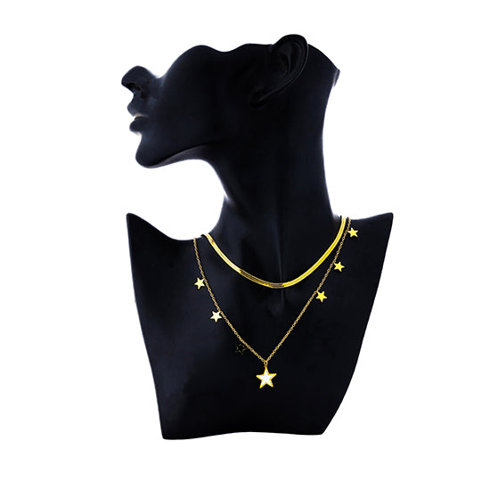 double layer stars necklace (N350-13)