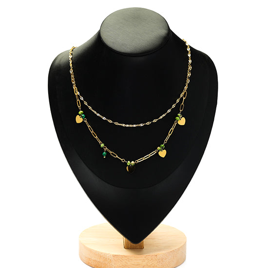 double layer hearts necklace (N350-18)