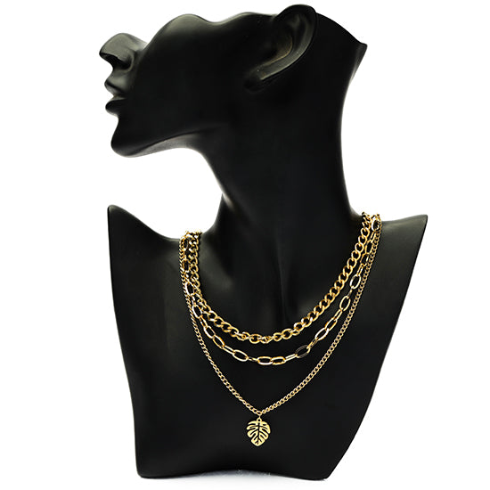 triple layer leaf necklace (N350-2)